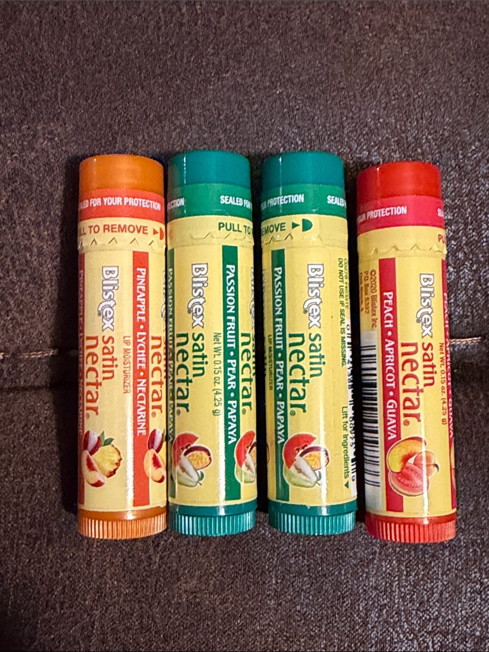 Blistex Satin Nectar Lip Moisturizer, Peach Apricot, Passion fruit, Pineapple